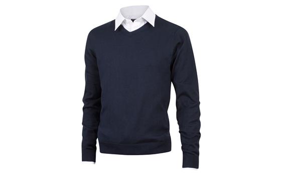 9408290 Tracker 3086 Pima  Cotton  V-neck v-genser i bomull Small Marinebl&#229;